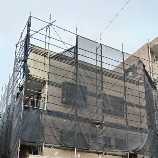 アパート足場解体一式の施工写真